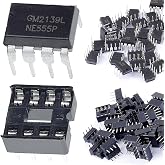 DAOKAI 50pcs NE555P Simple Precision Timer NE555 IC Pulse Generator Single Bipolar DIP-8 + 50pcs DIP-C IC Socket for DIY Elec