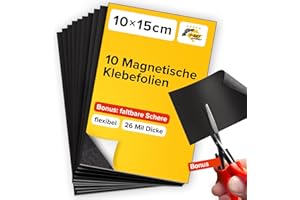 X-BET MAGNET Magnetfolie - 10x15 cm - Magnetfolie Selbstklebend Stark - Magnetplatte - Selbstklebende Magnetplättchen - Kühlschrankmagnete - Magnetpapier - Selbstklebende Magnete zum Basteln, für Fotos - 10 Stück