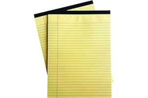 Lovvknd Legal Pads A4 Notepad, 2 Pack Yellow Note Pads for Work, Double-Side Printed Lined Paper A4 Wide Ruled Writing Note Pads 50 Sheets Per Notepad for School, Home, Office, Business