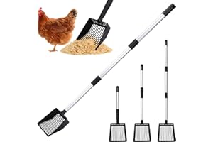 BABORUI Metall-Hühnerkotschaufel, dehnbare Streuschaufel für Huhn (53,3 bis 100,9 cm), abnehmbare Edelstahl-Reinigungswerkzeuge, robuste Kotschaufel für Hühnerstall-Zubehör