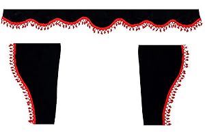 Sertplas Rideaux de camion - Convient pour toutes les marques de camion - Décoration d'intérieur - Pompons blancs et noirs