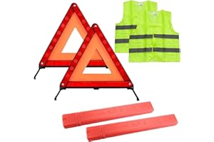 TourKing Warning Triangle Kit Foldable Safety Triangle Kit Car Emergency Roadside Kit with Warning Triangle and Reflective Safety Vest