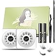 DIY Eyelash Extension, Glue Bonded Band Individual Lash 24 Clusters Natural Lashes Set, Home Eyelash Extension, C curl Lashes Pack 12mm,14mm (KIT-Natural)