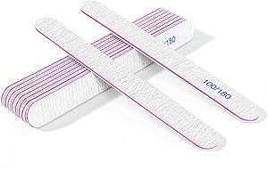 Hikyskin 10 pièces limes à ongles professionnelles, limes [double face] 100/180, lavables, pour ongles/salon de manucure/animaux de compagnie