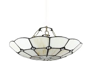MINISUN Tiffany Style White Stained Glass Cortez Jewel Ceiling Pendant Light Shade