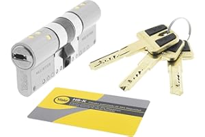 YALE SECURITY Yale, HSKMOD3535N4, Cilindro de Alta Seguridad, HSK MOD, Doble Embrague, Leva Larga, Llave - Llave, Niquelado, 35 x 35 mm