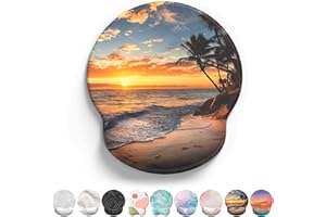 Giecy Podkładka pod mysz z uchwytem na nadgarstek, ergonomiczna podkładka pod mysz żelową, świeża podkładka pod mysz dla graczy, podkładka pod mysz z antypoślizgową podstawą PU (zachód słońca)