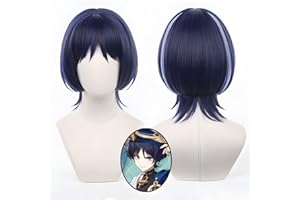 UTIEHD Anime Cosplay Perücke, Genshin Impact Perücke, mit zwei Perückenkappen, für Halloween, Party & etc. (Wanderer/Scaramouche Cosplay)