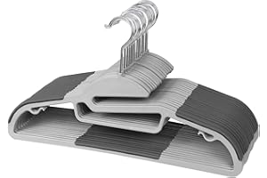 GRANDMA SHARK Clothes Hangers, Plastic Non-slip Coat Hanger, Wet & Dry Dual-Use, Space Saving Coat Hanger with Tie Organizer and 360° Hook (Grey, 20)