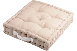 Stof Bodenkissen, Größe 45 x 45 cm, 100% Baumwolle, Farbe: Leinen, Modell Duo, ideale Dicke, bequem und elegant, angenehm zu berühren