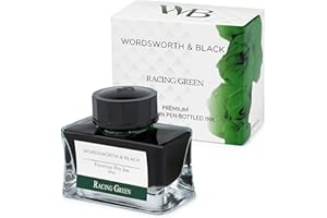 ‎WORDSWORTH & BLACK Wordsworth and Black Fountain Pen Ink Bottle (50ml), [Green] Fountain Pen Ink in Bottles; Classic Design Bottle Smooth Flow 50ml