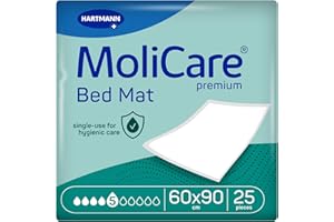 ‎MOLICARE MoliCare Premium Bed Mat 5 Tropfen: Bettschutzeinlage mit saugfähigem Kern aus Zellstoff-Flocken, 60x90 cm, 25 St