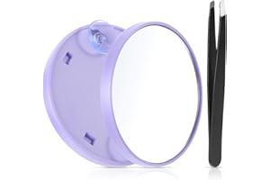 JIEYAO Specchio ingranditore compatto 5X, specchio da viaggio da 9,1 cm, con 2 ventose, ingrandimento 5x, con pinzette, specchio cosmetico da tasca portatile 5x (viola)