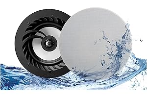 LITHEAUDIO Lithe Audio IP44 All-in-One Bluetooth Ceiling Speakers (Master & Passive - 03211), 50W RMS Class D Amplifier Built-In, Voice Control, Single Room Solution Perfect for Bathrooms, Bedrooms & Kitchens