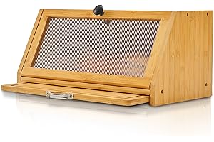 YOUDENOVA Contenitore per pane con tagliere, in bambù, per pane, sale e pepe, 39 x 25 x 20 (LxWxH) cm, colore naturale