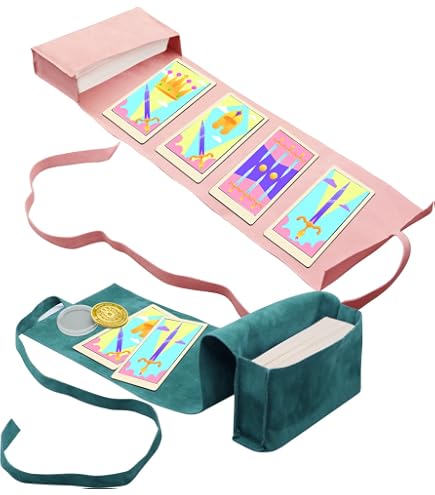 Pochette Tarot Violet Avec Cordon - Protection ésotérique Mains De Tarot Et Lune Croissant