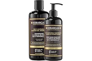 Kerargan - Dúo Anti-Caída Champú y Tratamiento Sin Enjuague con Aceite de Ricino Para Cabello Seco, Quebradizo y Sin Vida - Fortalece y Estimula - Sin Sulfatos, Parabenos ni Siliconas - 500ml + 350ml