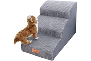 3 Stufen Hundetreppe für Kleine Hunde, Bounabay Abnehmbar Hunderampe, Waschbar Tragbar Leiter Haustiertreppe für Sofa Bett, Katzentreppe aus Schwamm, Hundetreppe 40 cm Hoch