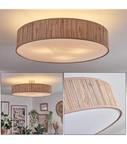 LED plafondlamp Go 2-lamps zwart/houtdecor golvend