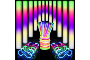 TAOTUO 336pcs Glow Sticks Set,24pcs Foam Glow Sticks,12PCS LED Glasses and 300PCS Glow Sticks, Neon Glow in the Dark Party for Party, Concert,New Years, Birthdays,Weddings