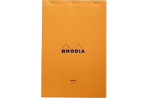 RHODIA 19660C – Notes zszywany N°19 w kolorze pomarańczowym – A4+ 21 x 31,8 cm – w linie – 80 kartek z mikroperforacją – papier Clairefontaine żółty 80 g/m² – miękka powlekana, wodoodporna okładka