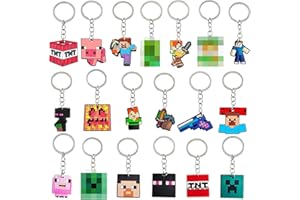 Guidre 19 Piezas Llaveros de Mine-craft y Pixel, Cartoon Figura de Juego para Mochila, Cumpleaños y Fiestas de Niños y Niñas
