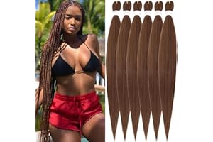 Xusuperb Aggiungi Capelli Intrecciati Pre-allungati 30 Pollici Marrone Colore #30 Lungo Kanekalon Easy Braids Meches per Trecce Africano Marrone Chiaro 6 Pacchetti Sintetico Yaki Stuoia Estensioni dei