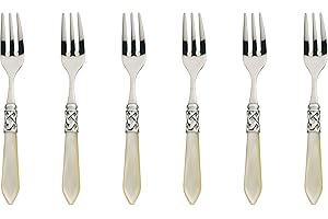 Bugatti ALCAM-N4208 Aladdin - Juego de Tenedores de Postre (6 Piezas, Acero/ABS, 21 x 18 x 3 cm), Color Marfil