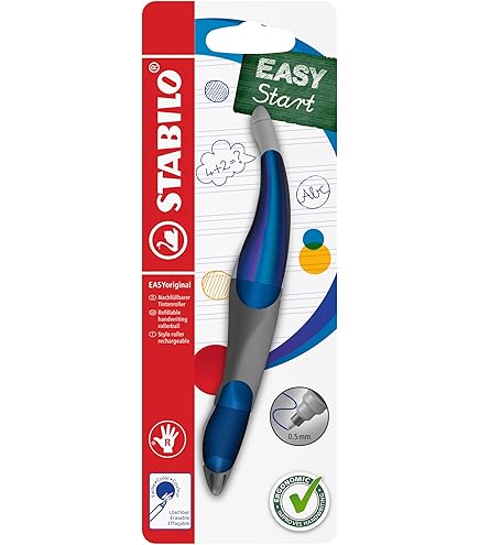 STABILO Stylo roller ergonomique pour droitier - EASYoriginal en vert citron - Avec cartouches