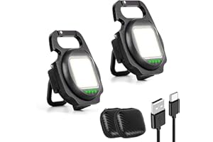 Dkiil Noiyb Mini lampada LED con USB, super luminosa, con scatola, lampada da lavoro ricaricabile, torcia magnetica per riparazioni, emergenze, campeggio, 2 pezzi, nero