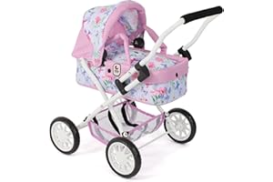 Bayer Chic 2000 - Puppenwagen Smarty, Kleiner Puppenwagen für Kinder ab 2 Jahren, Flowers, rosa, 555-53