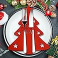 JAADU Weihnachtsbaum Besteckhalter 16 Stück - Tannenbaum Besteckbeutel Für Festtafel