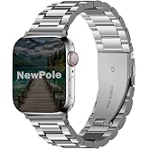NewPole Watch 46mm 45mm 44mm 42mm 49mm Uyumlu Kordon Stal Baklalı &Ccedil;elik Kordon Rahatsız Etmeyen Apple Watch Ultra 2/1 10 9 8 