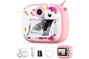 Fotocamera Istantanea per Bambini YOZISS, Macchina Fotografica Bambini Istantanea 1080P HD con 3 Rotoli di Carta da Stampa, Regalo Perfetto per Bambina da 3 a 14 Anni