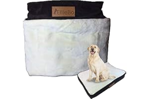 Ellie-Bo Medium Dog Bed Cover for 30-inch Dog Cage/Crate - Brown Corduroy/Beige FauxFur