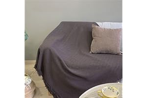 yibo Colcha Algodón Multiusos, Colcha Multiusos Sofa, Manta Foulard para Sofa y Cama, Cubresofa Cubrecama, Comoda Practica y Suave, 130x160cm, Marrón