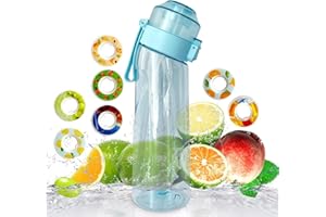 RUIRUIGO Air Water Bottle, 650ML tazza di acqua profumata con 1 cialde di sapore, 0% tazza di acqua di zucchero BPA libero con paglia, bottiglia di acqua sportiva adatta per sport all'aperto (BLU)