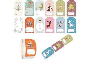 Eozighi 500 Pezzi adesivi natale rotolo etichette adesive natalizie per scrivere il nome chiudipacco natalizi adesivi natalizi rotolo, per Scrapbooking, Scatole Regalo, Regali di Natale(4.3 * 7.5cm)