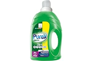 CLOVIN PUROX PUROX UNIVERSAL Lessive Liquide (143 Lavages) – Concentré Gel pour Tous Textiles, Élimine les Taches, Entièrement Rinçable, Formule Optimisée, Anti-Calcaire, 4,3 l