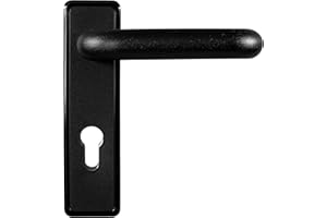 BUDDY4HOME HOUSE ACCESSOIRES Feuerschutzgarnitur Profilzylinder Kurzschild Verdeckschildbeschlag eckig, Drücker beidseitig Kunststoff schwarz 9mm Drückergarnitur Türdrücker Türbeschläge DIN18273 FS Paris