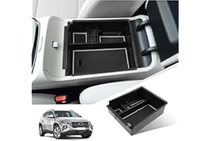 GIUD Accoudoir Boîte de Rangement Compatible avec Hyundai Tucson NX4 2021 2022 2022 2023, Organiseur de Accoudoir avec Tapis Anti-dérapants Hyundai Tucson NX4 Accessoires (Blanc)