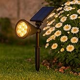 7W Solar LED Bah&ccedil;e Armat&uuml;r&uuml; Amber Işık &ndash; G&uuml;neş Enerjili Kazıklı & Duvar Montajlı &Ccedil;im Aydınlatma Lambası &ndash; 7 LED, IP65, 90 L&uuml;m