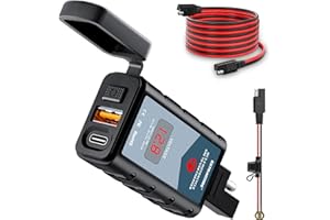 Motorcycle USB Charger, Extractme 2 in 1 SAE to USB Adapter,Waterproof Motorcycle Dual USB Quick Charger