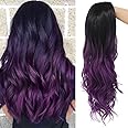 Beweig Black Purple Long Wavy Wig for Women Synthetic Heat Resistant Daily Party Costume Halloween
