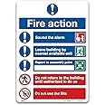 Enhance Fire Safety with Clear Instructions - Fire Action Symbolised Plan Sign on A5 (210 x 148 mm) Self-adhesive Vinyl Sticker for Effective Fire Action Safety