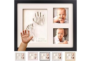 BUBZI CO Empreint Bébé Cadeau Bebe Garcon Platre Bebe, Argile Blanche Non Toxique, Souvenir Personnalisé Pour Décoration Chambre Bébé,Cadeau Original Naissance–Cadeau Naissance Liste (Jet Black)
