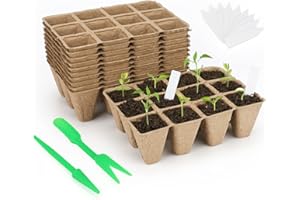 ‎KINGLAKE KINGLAKE Anzuchttöpfe Abbaubare 3.8CM, 15er-180 Stück Aufzuchttöpfe, Pflanztöpfe Anzucht Eckig, Aussaattöpfe, Töpfe Mit 100 Stück Pflanzenstecker und Werkzeug zum Transplantaten