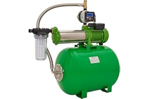 CHM GmbH® Hauswasserwerk 150 Liter 11 Bar Druck 8600 L/h mit einstellb. Druckschalter mit LED Display und Trockenlaufschutz