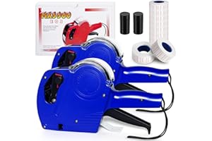 OunglyChoi 2 Packs Price Gun with 5000 Labels Blue Pricing Label Gun Maker with Prices Labels & Ink Kit for Supermarket, Groceries, Stores, Office
