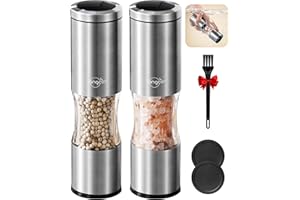 SANGCON-EP Sangcon Set macina sale e pepe con coperchio antipolvere, macina pepe manuale con grana regolabile, acciaio inossidabile spazzolato, grande capacità di 4,7 Oz, macina spezie(Argento)